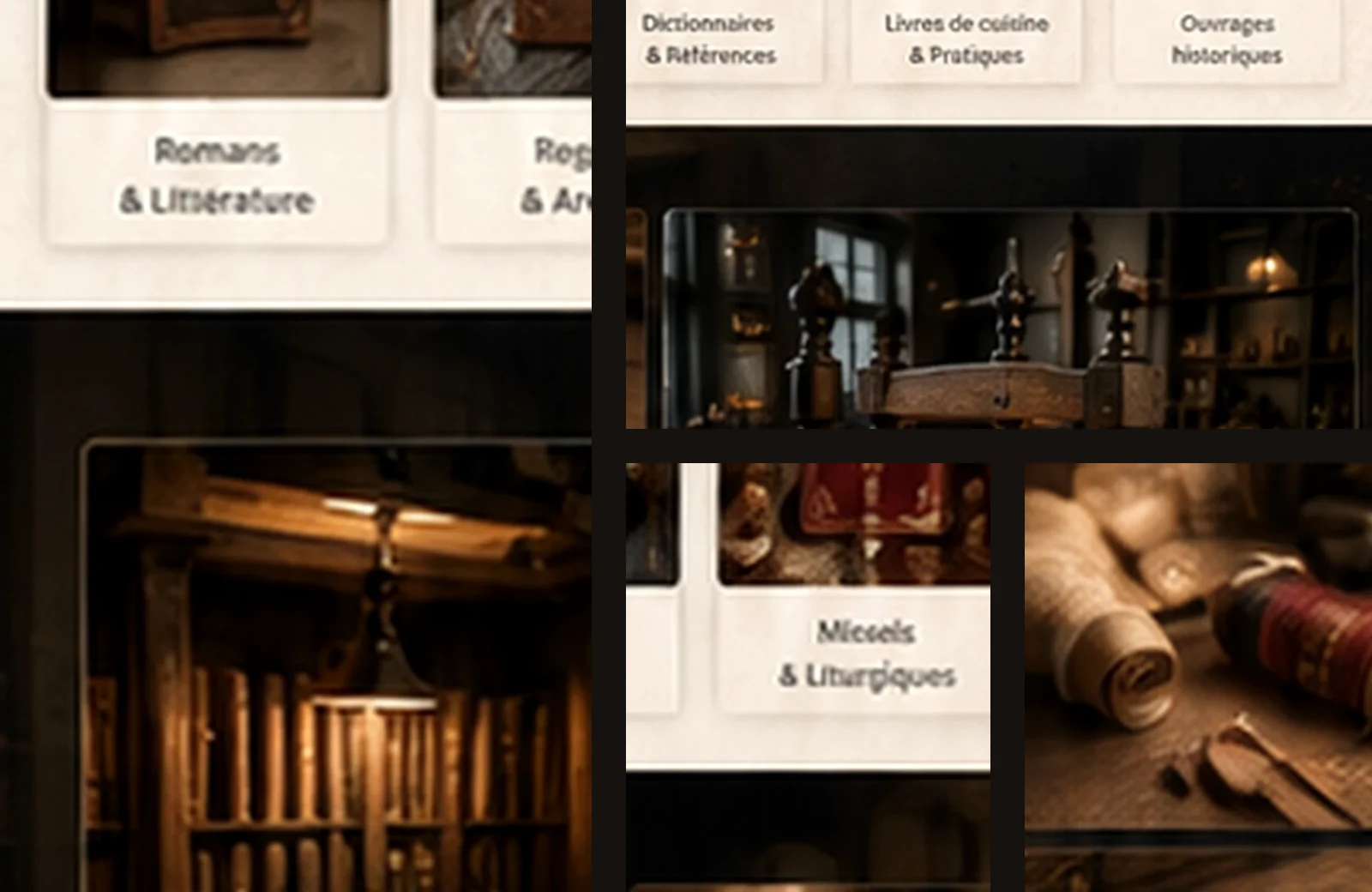 Presse, fils, caractères et outils dans un atelier de reliure