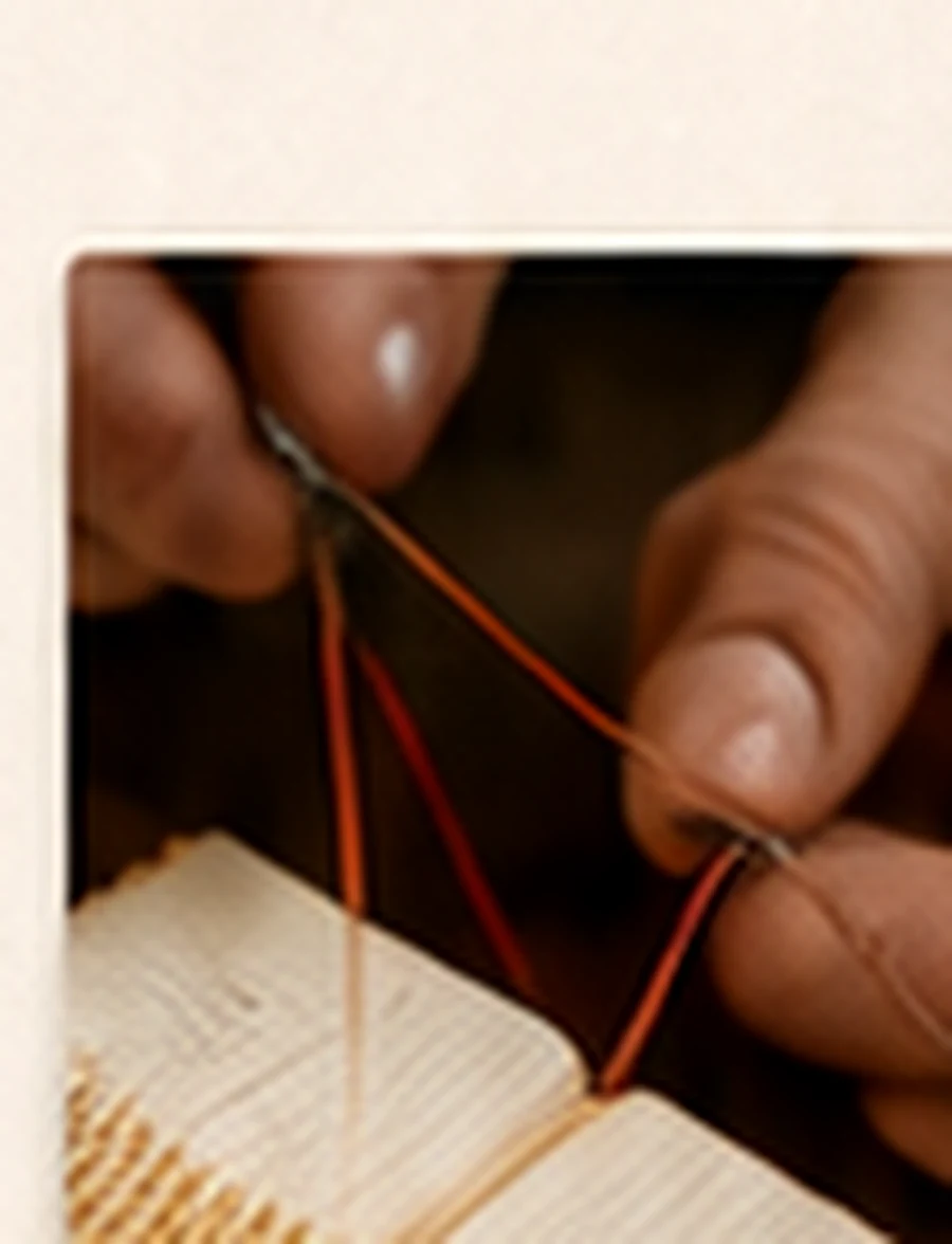 Couture manuelle des cahiers d’un livre